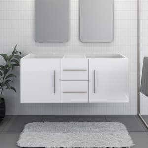 Napa 60 in. W x 22 in. D x 21 in. H in. Double Sink Bath Vanity Cabinet without Top in Glossy White, Wall Mounted