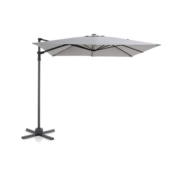 Unbranded 8 ft. Cantilever Patio Umbrella with Crank & Cross Base 360° Rotation in Dark Gray