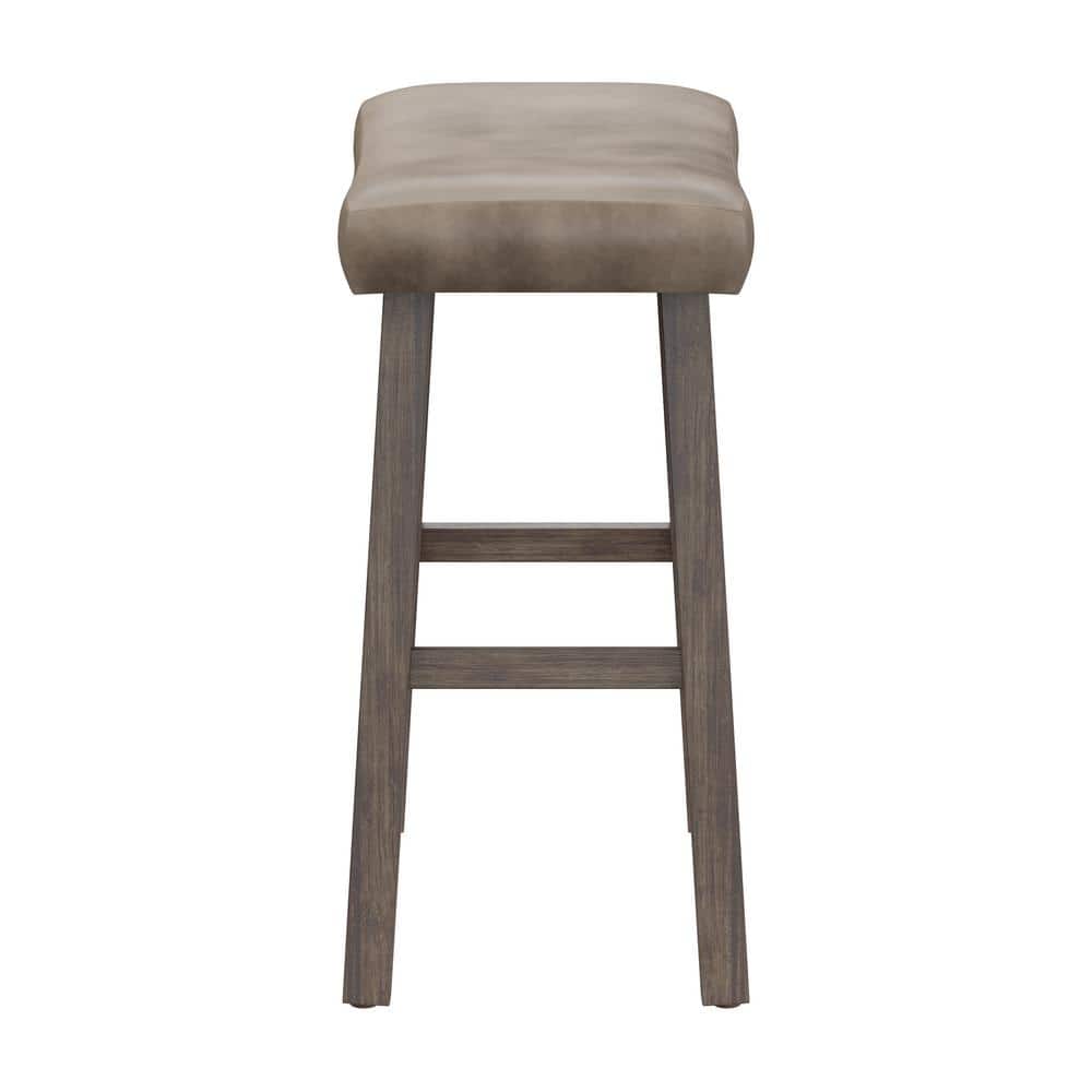 Rustic Gray Backless Saddle Wood Counter Stool