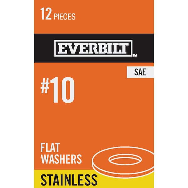 Everbilt #10 Stainless Steel Flat Washer (12-Pack)