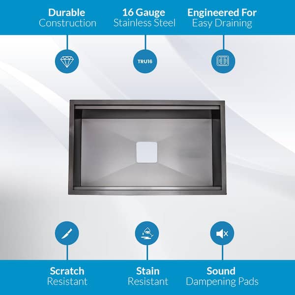 S STRICTLY KITCHEN + BATH Black 32 in. Stainless Steel