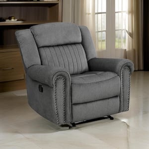 Gray Microfiber Power Recliner with Soft Cushions and Solid Wood