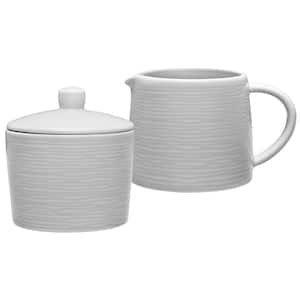 Colorscapes Grey-on-Grey Swirl (Gray) Porcelain 5.5 oz. Sugar and 9 fl. oz. Creamer Set