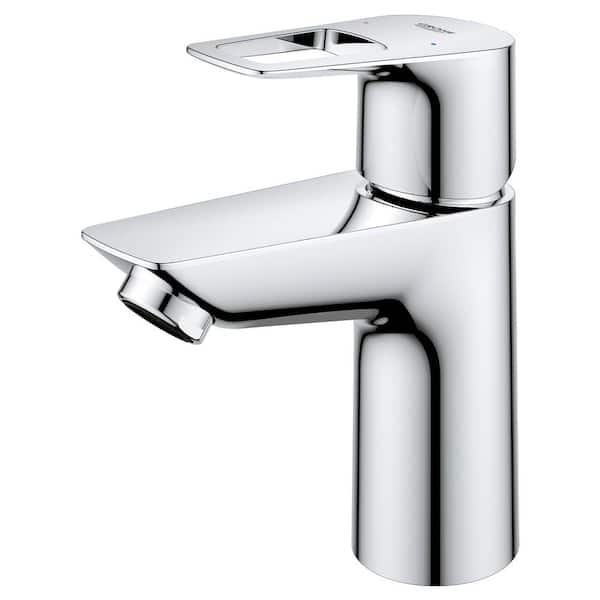 BauLoop Single-Handle Single Hole Bathroom Faucet and Less Drain in StarLight Chrome