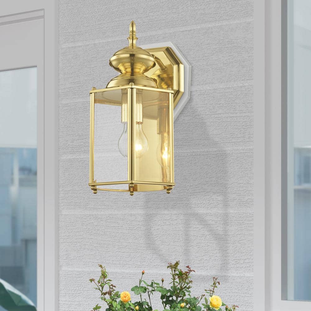 Elegant Polished Brass Lantern Sconce with Clear Beveled Glass