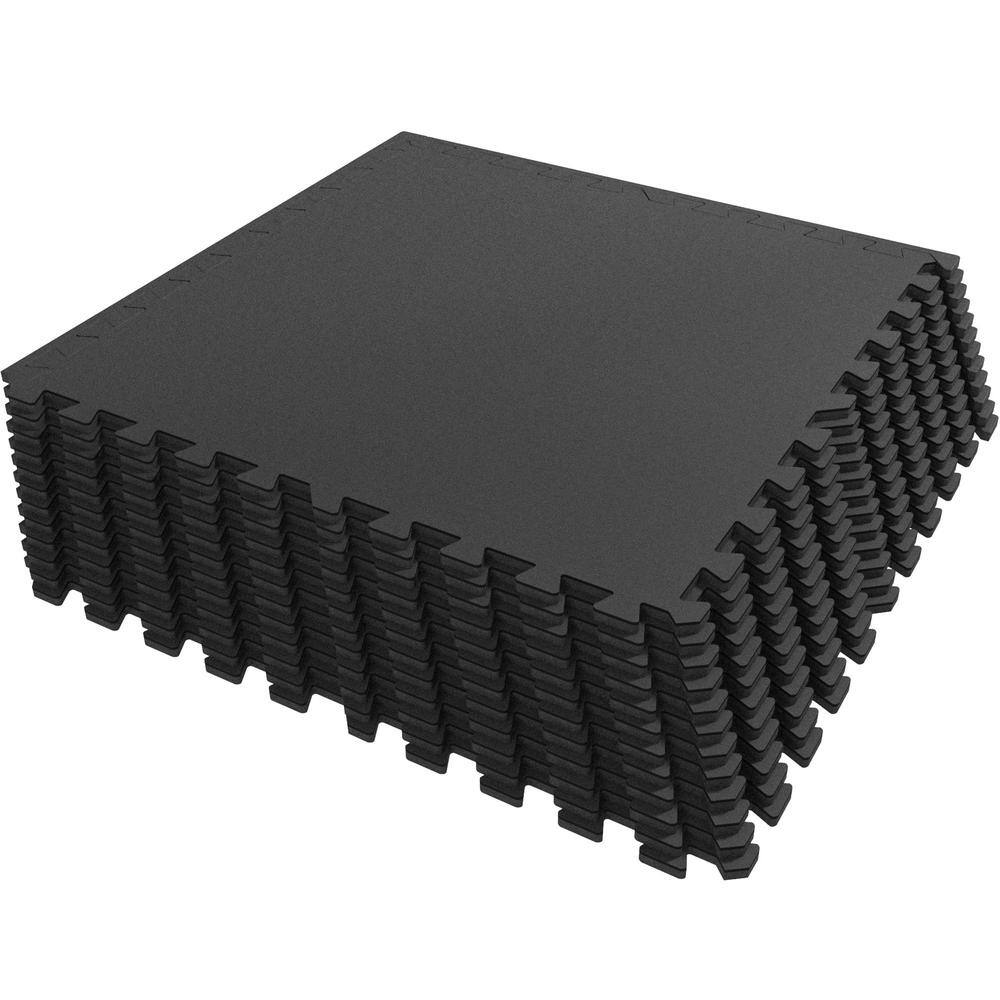 24 in. x 24 in. Gym Flooring for Home Gym, 12 Tiles Gym Floor Mat with Heav
