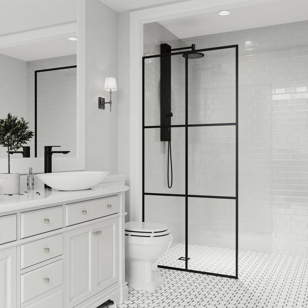 Ventana 34" W x 74" H Matte Black Framed Shower Screen