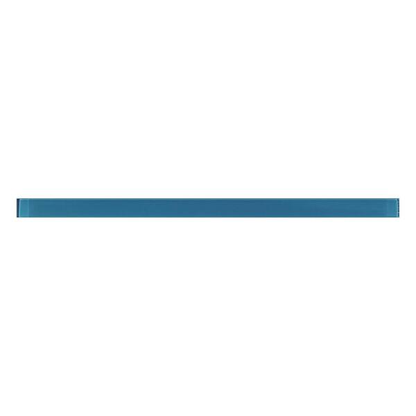 Apollo Tile Colorway 0.6 in. x 12 in. Cerulean Blue Glass Glossy Pencil Liner Tile Trim (0.5 sq. ft./case) (10-pack)