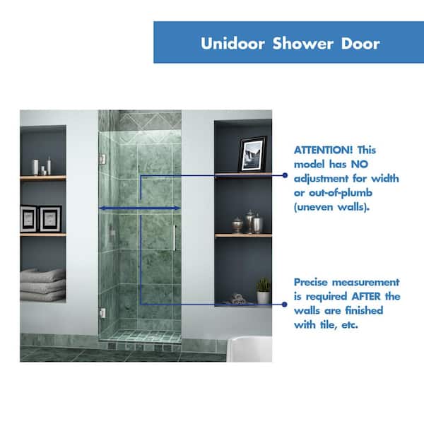 H Frameless Hinged Shower Door in Brushed Nickel W x 72 in DreamLine Unidoor 23 in SHDR-20237210F-04
