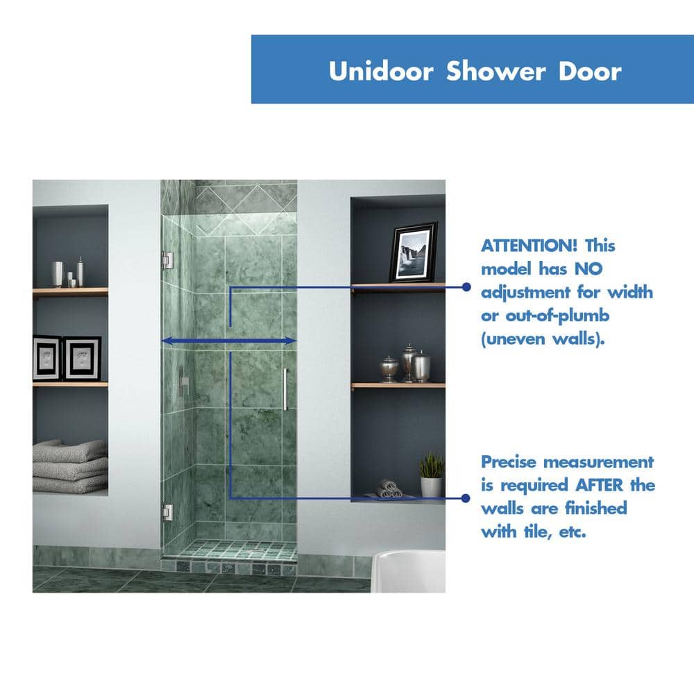Unidoor 30" x 72" Frameless Clear Glass Shower Door