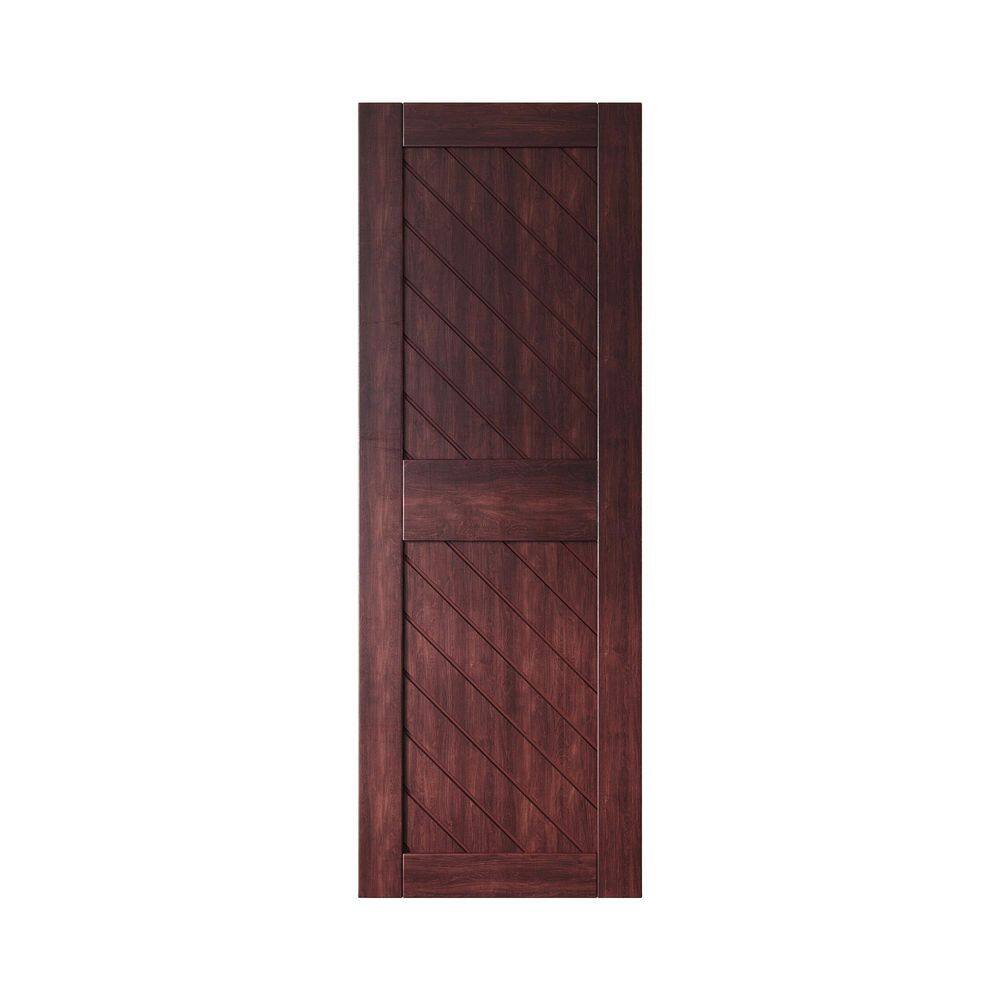 XT2 26 in. x 84 in. C-Panel Solid Core Red Mahogany Slanted Stripe Design Pine Wood Interior Sliding Barn Door Slab price history on PriceWatchPro