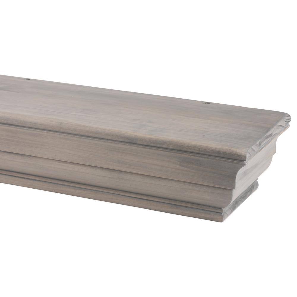 48" Ash Gray Stained Wood Floating Mantel Shelf