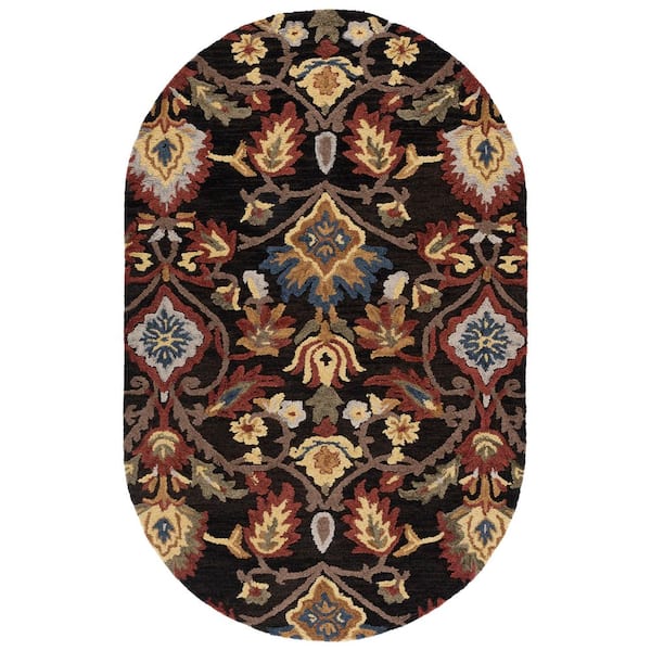 Blossom 5 ft. x 8 ft. Charcoal/Multi Oriental Oval Rug