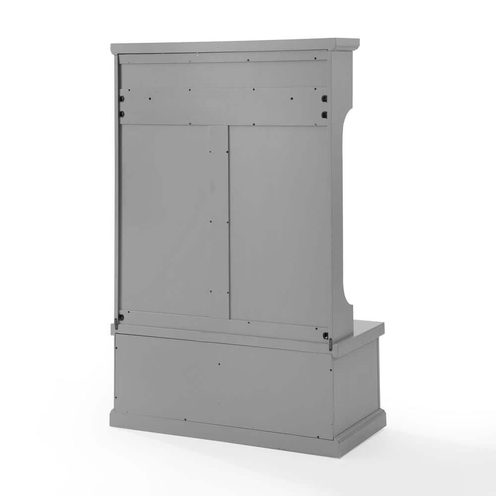 Distressed Gray Coastal Hall Tree with Storage and Hooks