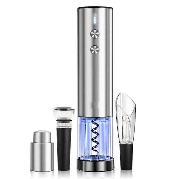 Stainless-Steel Wine Opener Set Electric Wine Opener Foil Cutter Wine Aerator Vacuum Stopper Gift Box