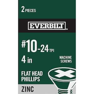 #10-24 x 4 in. Zinc Plated Phillips Flat Head Machine Screw (2-Pack)