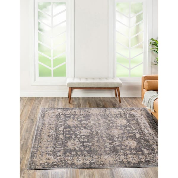 Portland Central Gray 4 ft. x 4 ft. Square Area Rug
