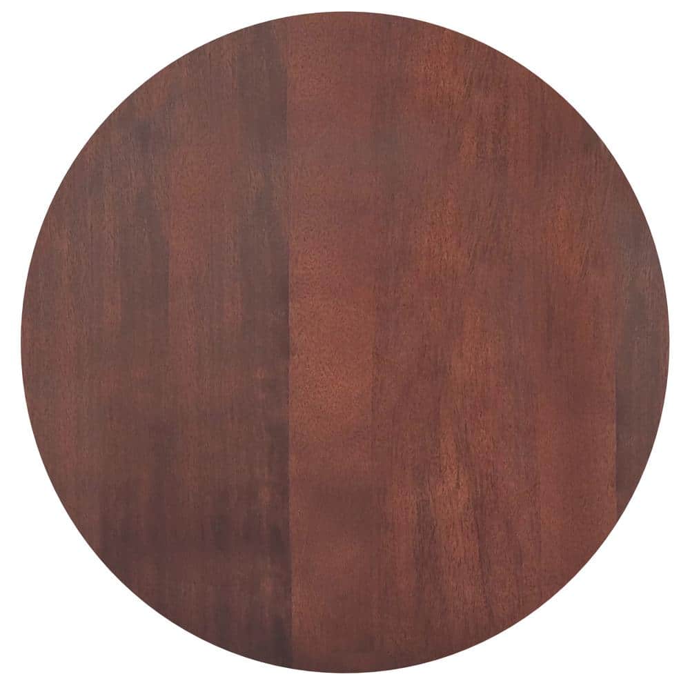 Radford Round Walnut Wood and Antique Brass Pedestal Dining Table
