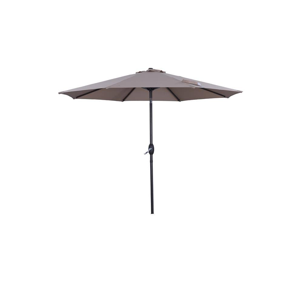 9 ft. Solution-Dyed Fabric Aluminum Market Patio Umbrella in Taupe