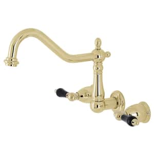 Duchess 2-Handle Wall-Mount Kitchen Faucet in Polished Brass