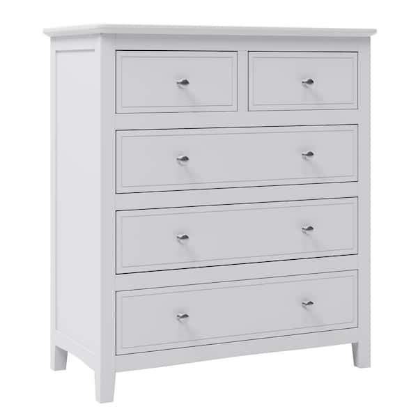 Aoibox 32.6 in. W x 15.4 in. D x 36 in. H MDF Chest Cabinet in White with 5-Drawers