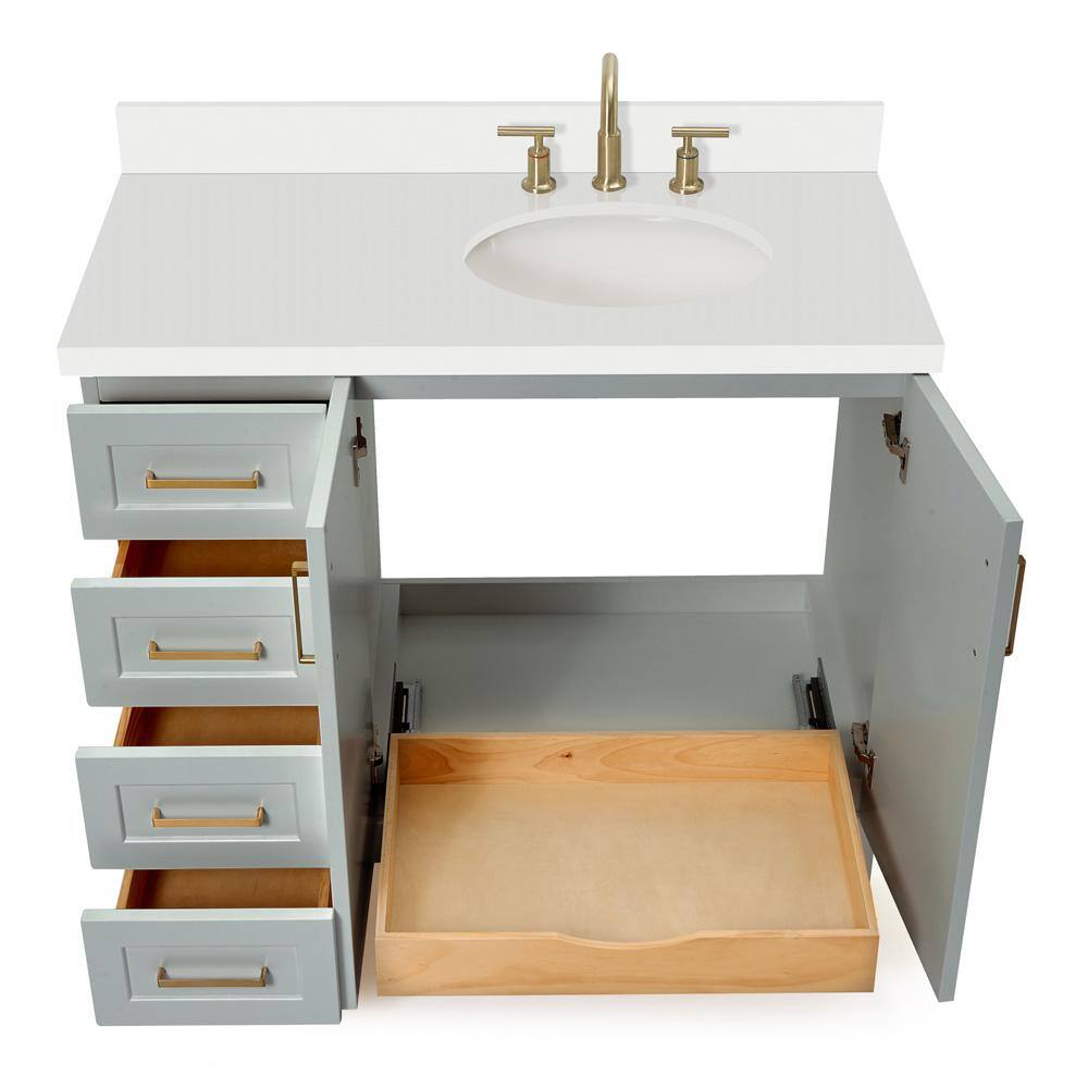 Taylor 43" Gray Freestanding Single Bathroom Vanity with Quartz Top