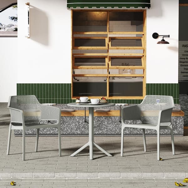 Unbranded 3-Piece Plastic Outdoor Bistro Set in Light Gray