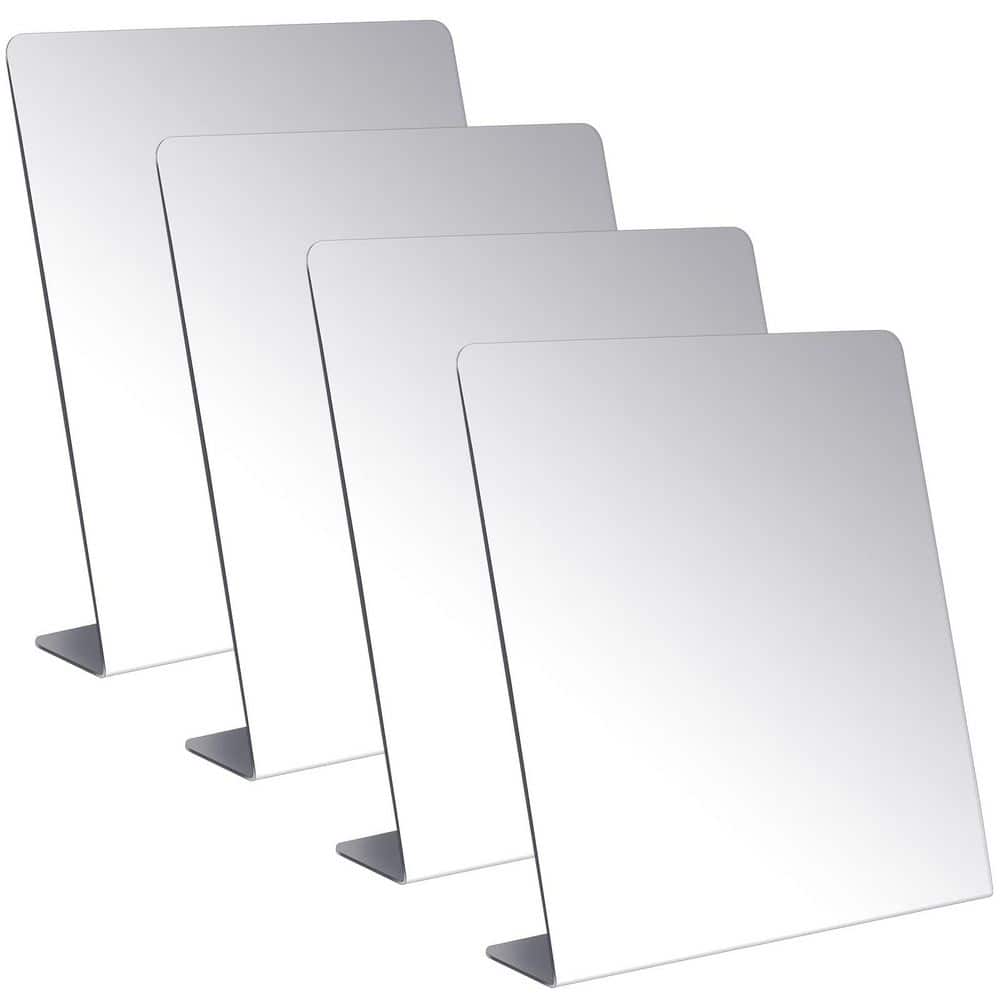 4Pcs 8.5 in. W x 9 in. H Rectangular Tabletop Bathroom Makeup Mirror in Silver, Single Sided Acrylic Desk Glass price history on PriceWatchPro