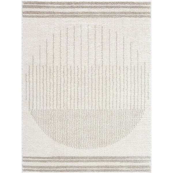 Fossay Shag Medium Grey Global 3 ft. x 7 ft. Modern Indoor Area Rug
