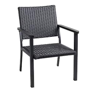 Handwoven Rattan Glider Stainless Steel Outdoor Lounge Chair in Black Set of 1