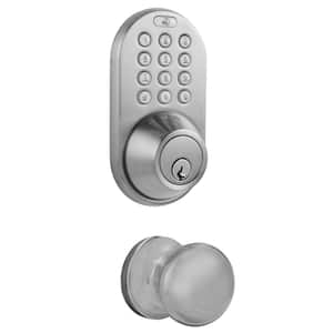Polished Brass Keyless Door Handleset Entry Deadbolt and Door Knob Lock with Electronic Digital Keypad