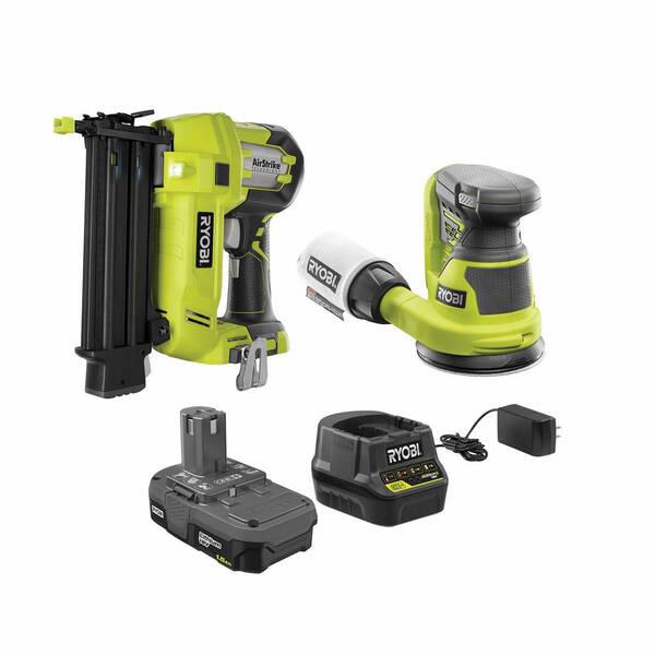 RYOBI ONE+ 18V Cordless 18Gauge Brad Nailer and 5 in. Random Orbit