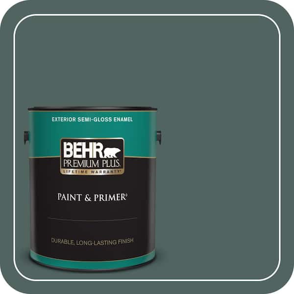 BEHR PREMIUM PLUS 1 gal. #S430-7 Blue Fir Semi-Gloss Enamel Exterior Paint & Primer
