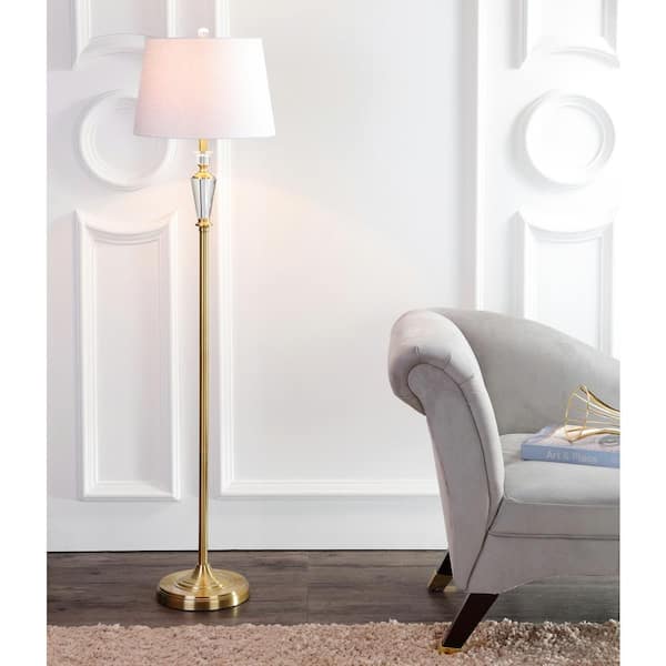 Harper 61 in. Brass Gold/Clear Crystal/Metal Floor Lamp