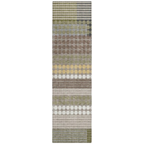 Chantille Machine Washable Indoor/Outdoor Abstract ACN2445 Olive 2 ft. x 7 ft. Runner Rug