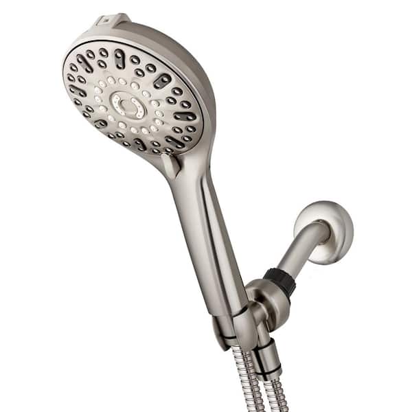 Waterpik 7-Spray Patterns with 1.8 GPM 4.75 in. Wall Mount Adjustable Handheld Shower Head in Brushed Nickel
