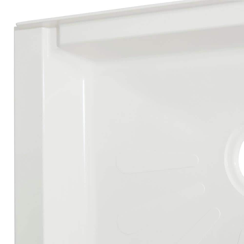 White Fiberglass Rectangular Shower Base with Left Drain, 30 x 60 Inch