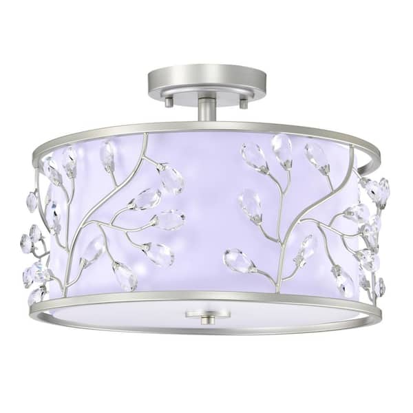Lala 20 in. 3-Light Indoor Satin Silver Semi-Flush Mount Ceiling Light