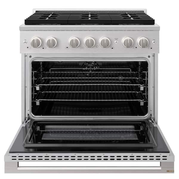 36 in. 5.2 cu. ft. Marino Dual Fuel Range with 6 Burner DuoPro Cooktop and Electric Oven in Satin Stainless