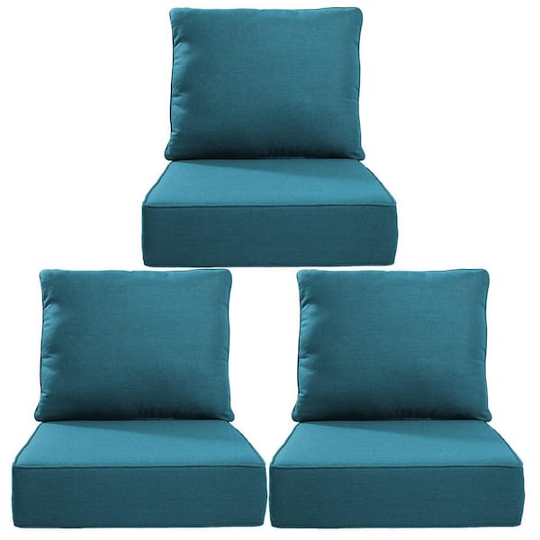 Opohoro 24" x 24" x 6" 6-Piece Deep Seating Water & Fade Resistant Outdoor Lounge Chair Replacement Cushion Set in Peacock Blue