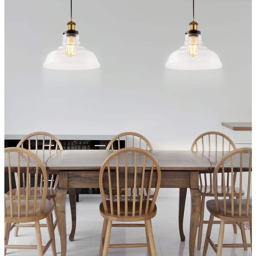 Litchfield 11" Brass and Glass Farmhouse LED Pendant