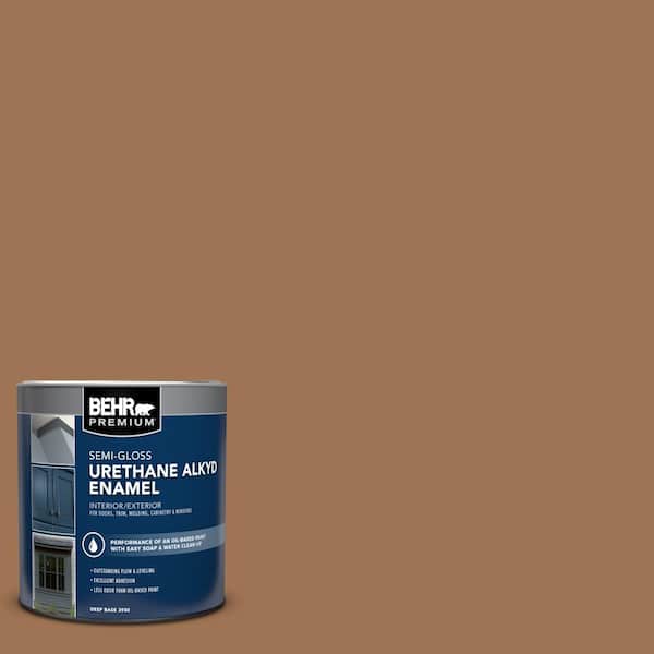 BEHR PREMIUM 1 qt. #S240-6 Ranch Brown Semi-Gloss Enamel Urethane Alkyd Interior/Exterior Paint