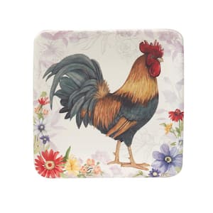 Floral Rooster Multicolored Earthenware Dinner Plate Set Of 4