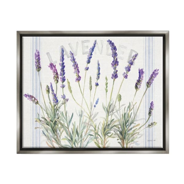 The Stupell Home Decor Collection Lavender Floral Cluster Farmhouse Bistro  Stripes by Danhui Nai Floater Frame Nature Wall Art Print 25 in. x 31 in.  af-609_ffl_24x30 - The Home Depot