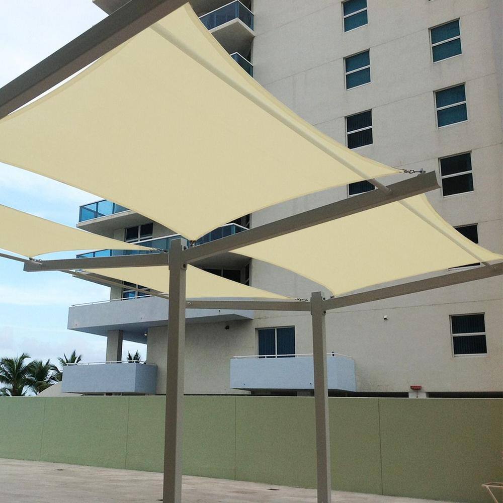 10 ft x 10 ft Beige Polyester Square Sun Shade Sail