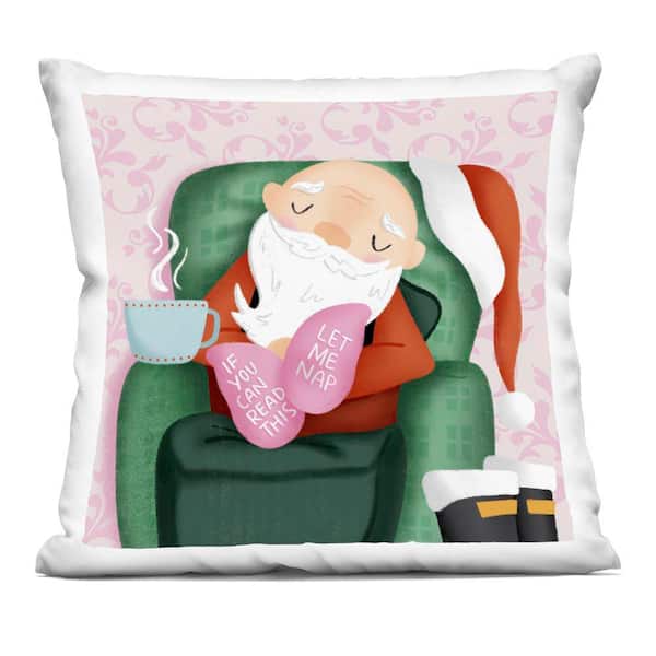 Stupell Industries Cozy Sleeping Santa Claus Pink Abstract Polyester 18 in. X 18 in. Throw Pillow