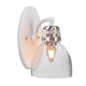 Decatur 1-Light White and Brushed Nickel Wall Sconce