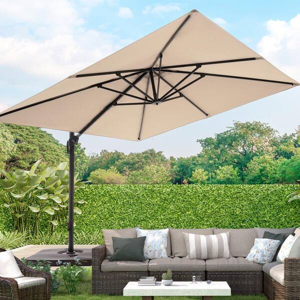 JOYESERY Aluminum Pole Cantilever Patio Umbrella 10 ft. Square Solution ...