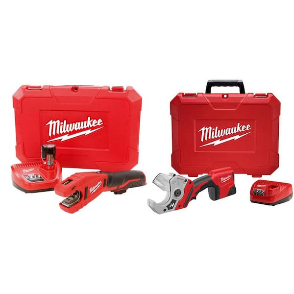 Milwaukee M12 12V Lithium-Ion Cordless Copper Tubing Cutter Kit with M12  PVC Shear Kit 2471-21-2470-21 The Home Depot
