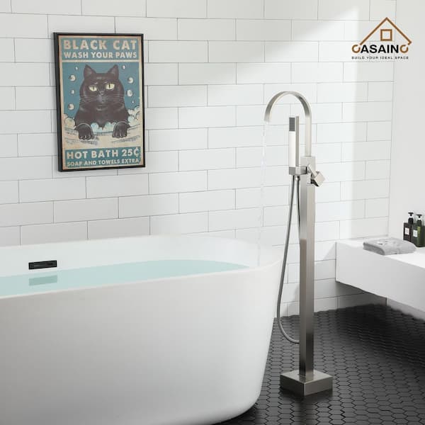 1-Handle Claw Foot Tub Faucet with Hand Shower in. Brushed Nickel